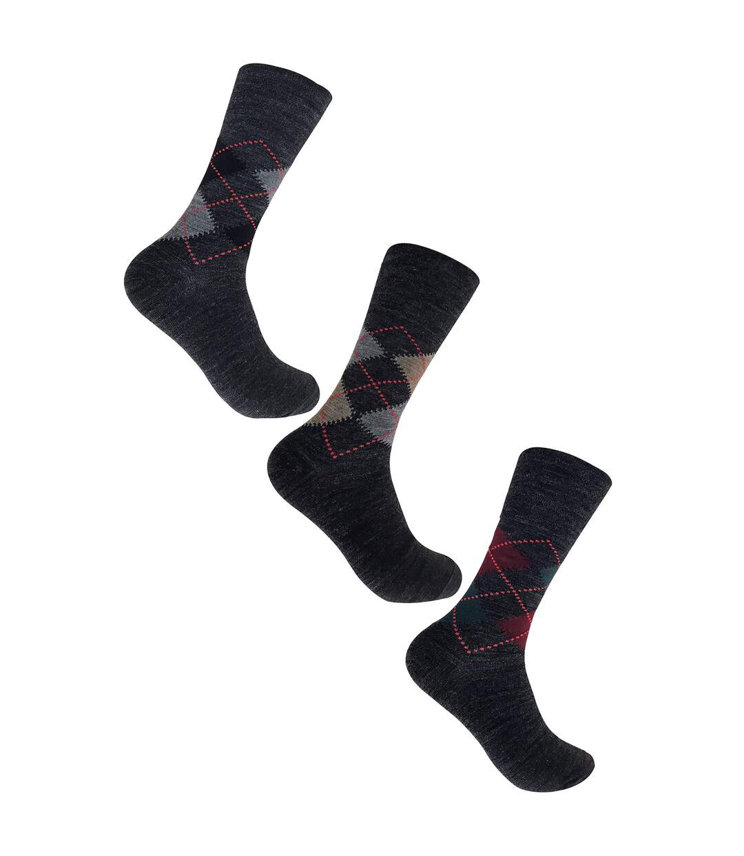 3 Pr Chaussettes Homme Laine Motifs sans Élastique-3