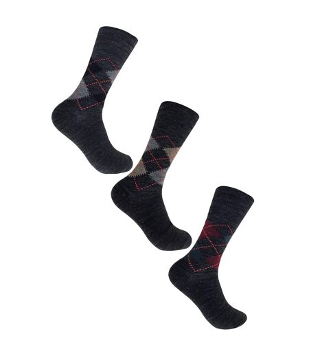3 Pr Chaussettes Homme Laine Motifs sans Élastique