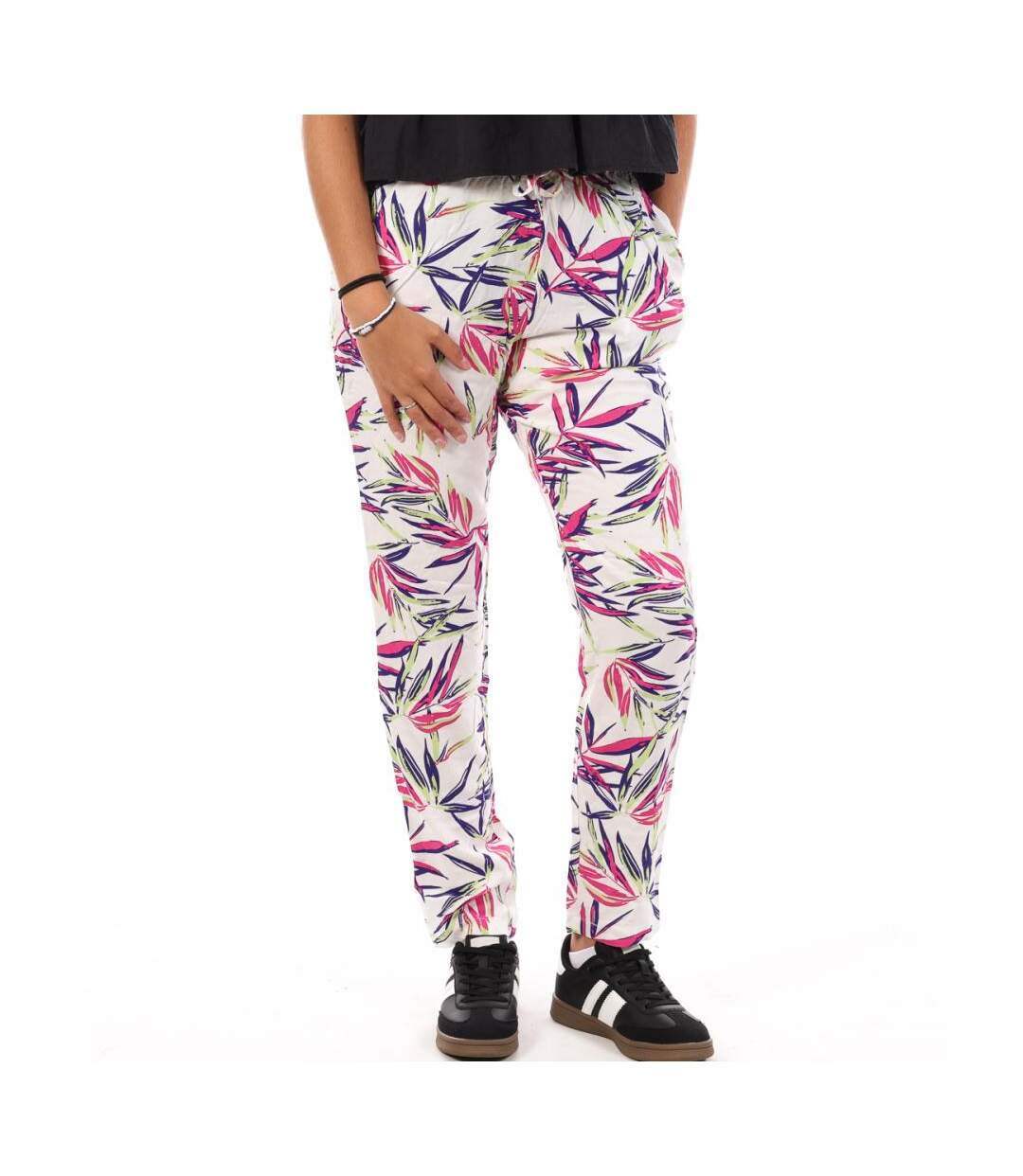 Pantalon Blanc/Rose/Vert à Motifs Femme Only - 34