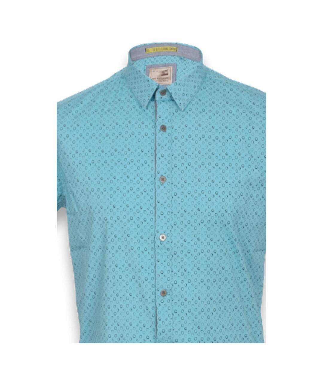 Chemise homme manches courtes de couleur bleu-4