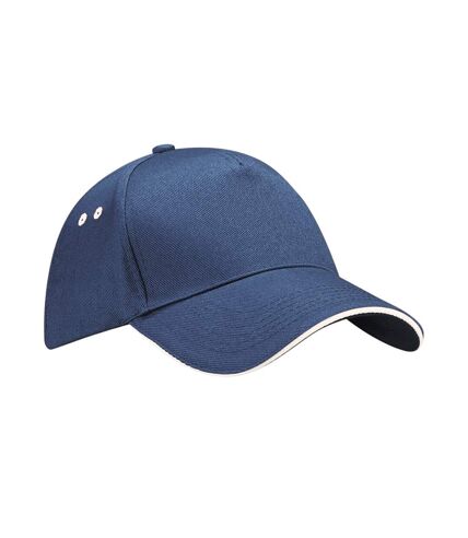 Beechfield 5 Panel Sandwich Peak Baseball Cap (French Navy/Putty) - UTPC7033