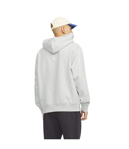 Mens Brushed Hoodie White Melange Jack And Jones