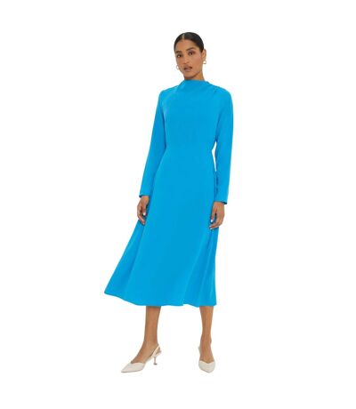 Womens/ladies draped midi dress blue Dorothy Perkins