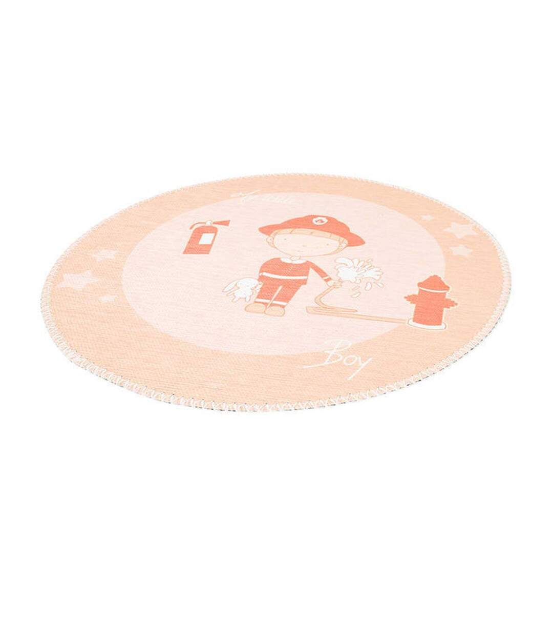 Tapis Rond Enfant Imprimé Bambini 160cm Orange-2