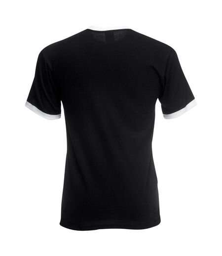 Fruit Of The Loom Mens Ringer Short Sleeve T-Shirt (Black/White) - UTBC342