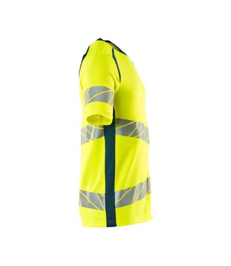 T-shirt Accelerate Safe Homme Jaune Fluo Bleu Pétrole Mascot