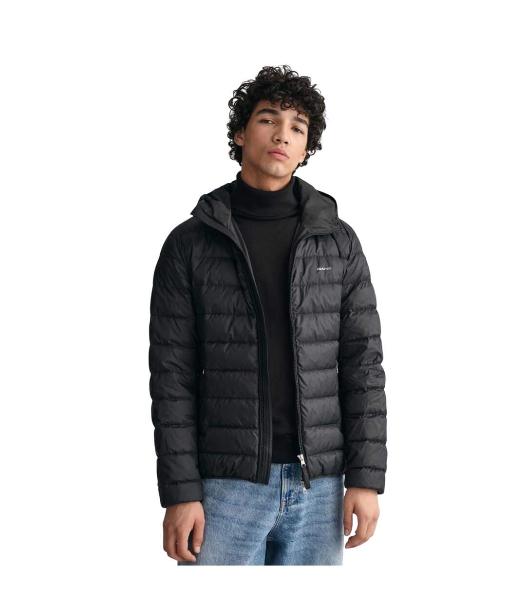 Mens Down Hooded Padded Jacket Black Gant-4