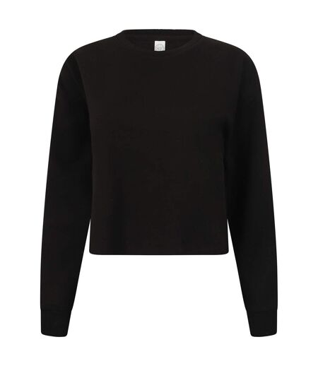 SF Womens/Ladies Slounge Cropped Sweatshirt (Black) - UTRW9433