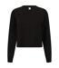SF Womens/Ladies Slounge Cropped Sweatshirt (Black)