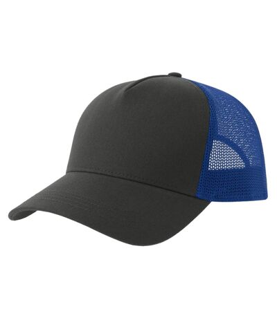Rapper 5 panel cotton sustainable trucker cap dark grey/royal blue Atlantis