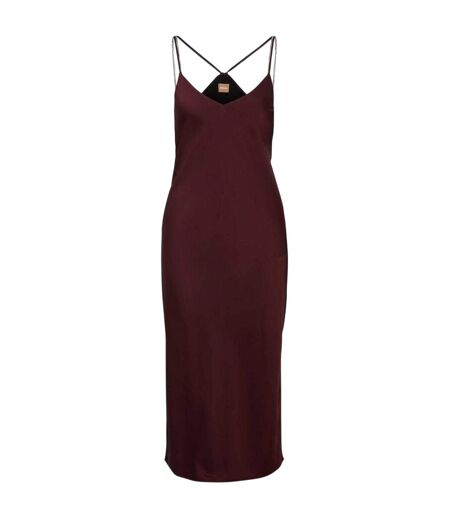 Womens/ladies Chain Detail Satin Slip Dress Red Boss