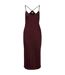 Womens/ladies Chain Detail Satin Slip Dress Red Boss-2