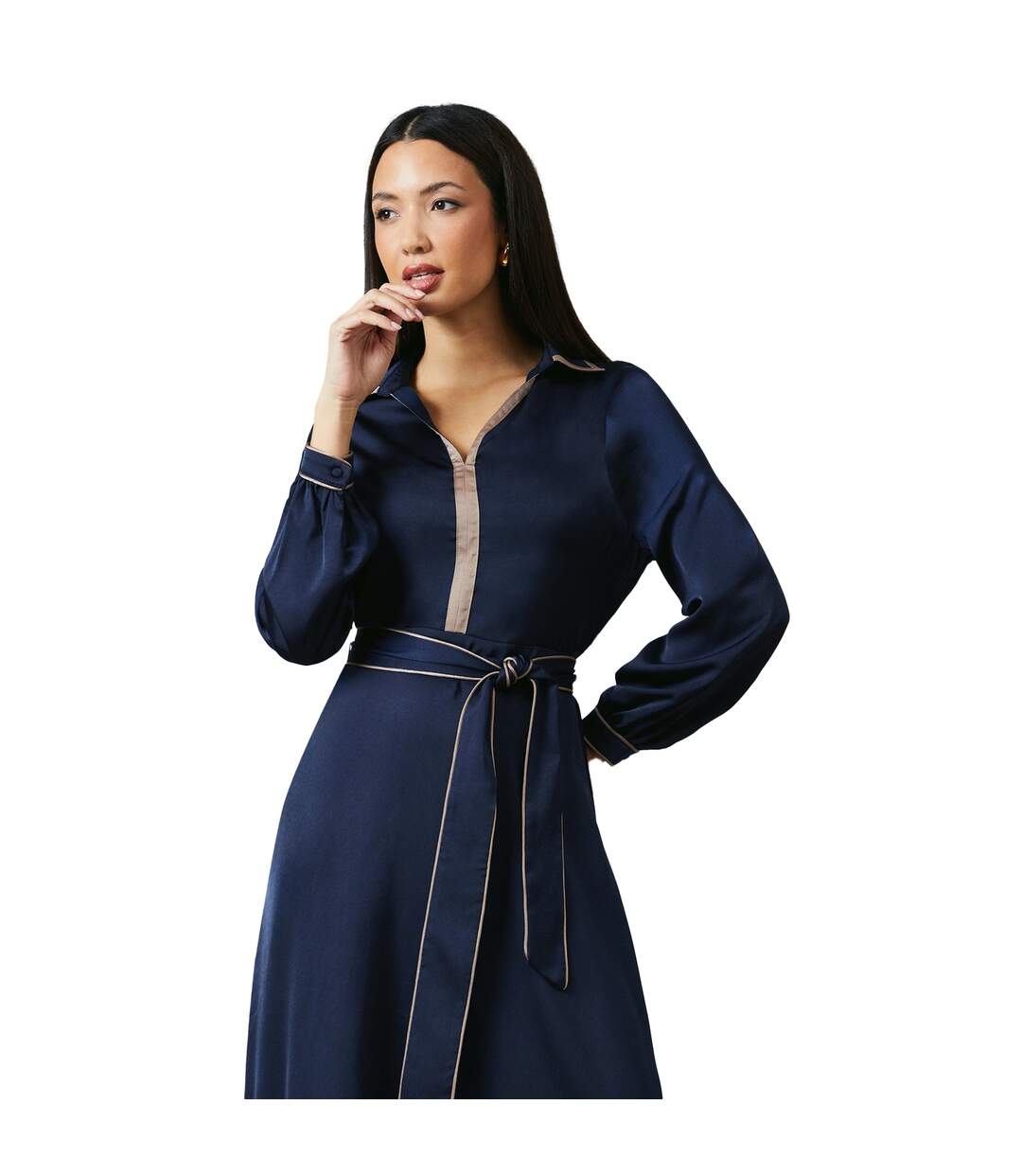 Robe mi-longue femme bleu marine Principles