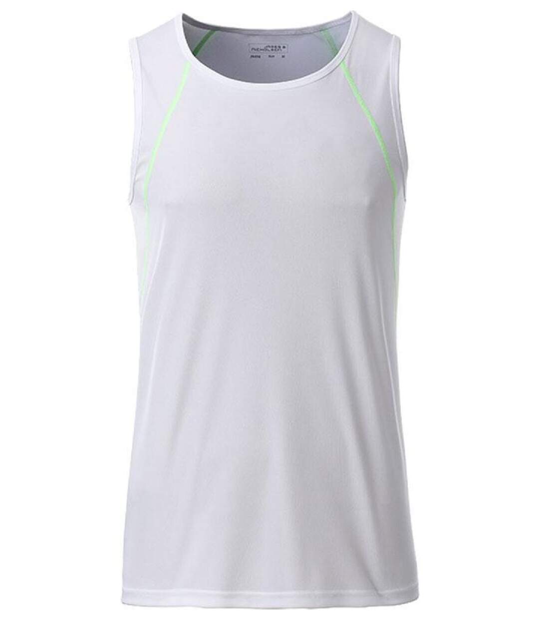 Débardeur running respirant - Homme - JN494 - blanc et vert vif