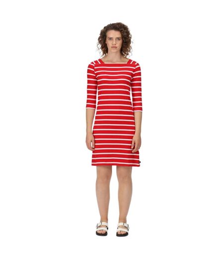 Womens/ladies Paislee Stripe Casual Dress True Red White Regatta