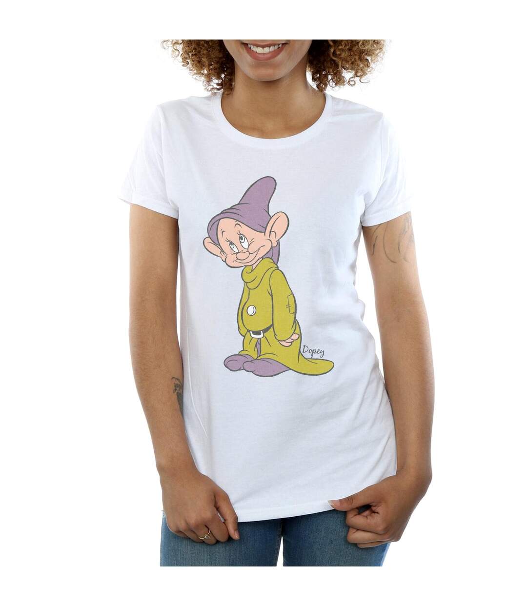 Disney T-shirt coton classique Dopey Femmes/Dames (Blanc) - UTBI14894-3