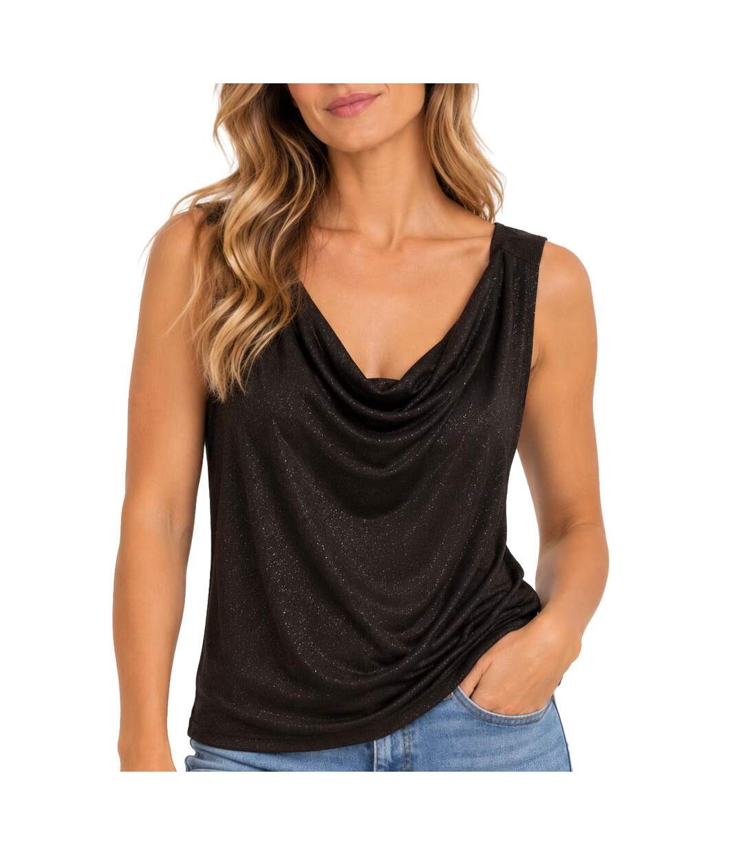 Débardeur femme brillant marron vero moda kanva waterfall-1