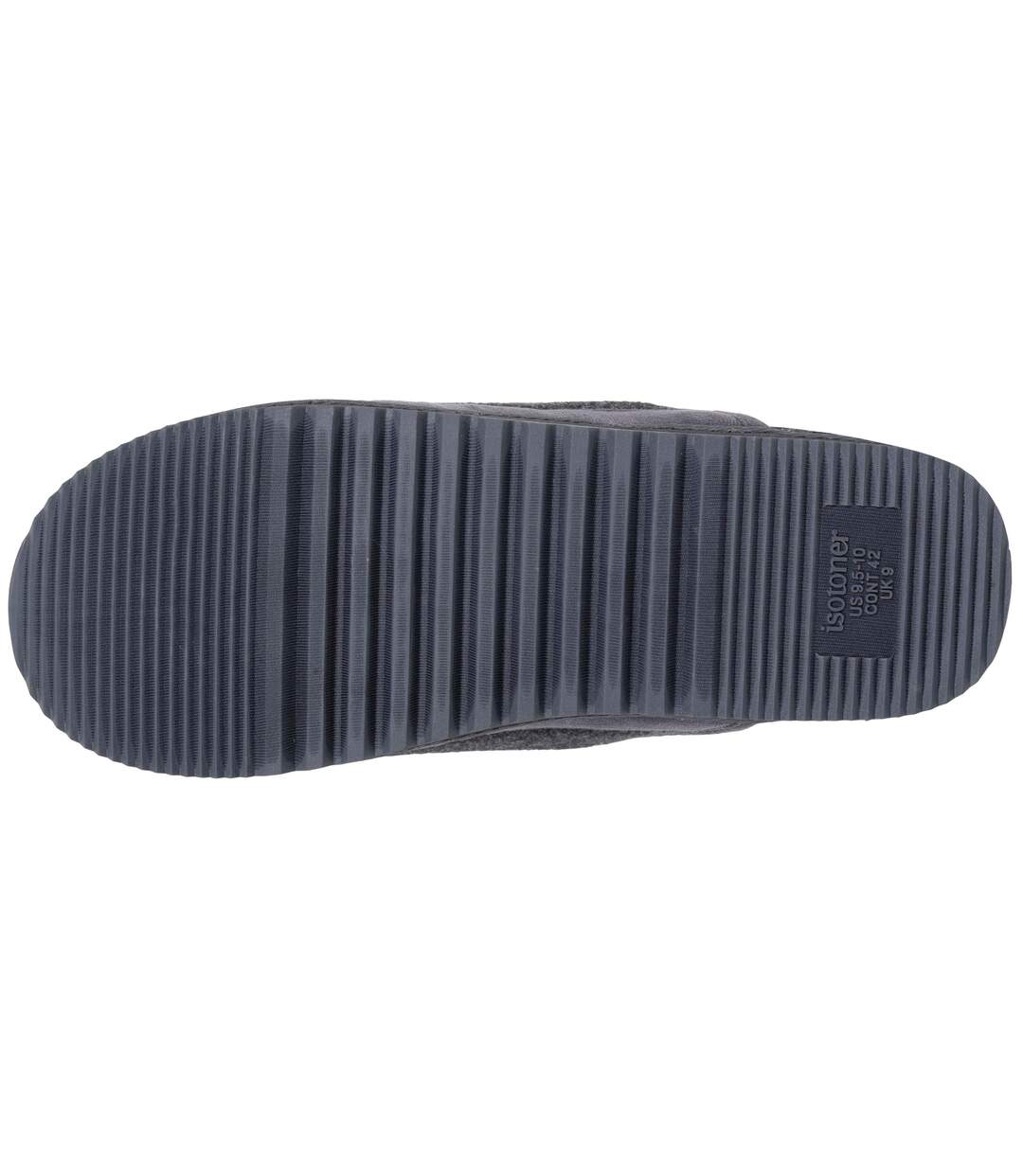 Isotoner Chaussons Mules homme velours chauds, semelle confort crantée-5