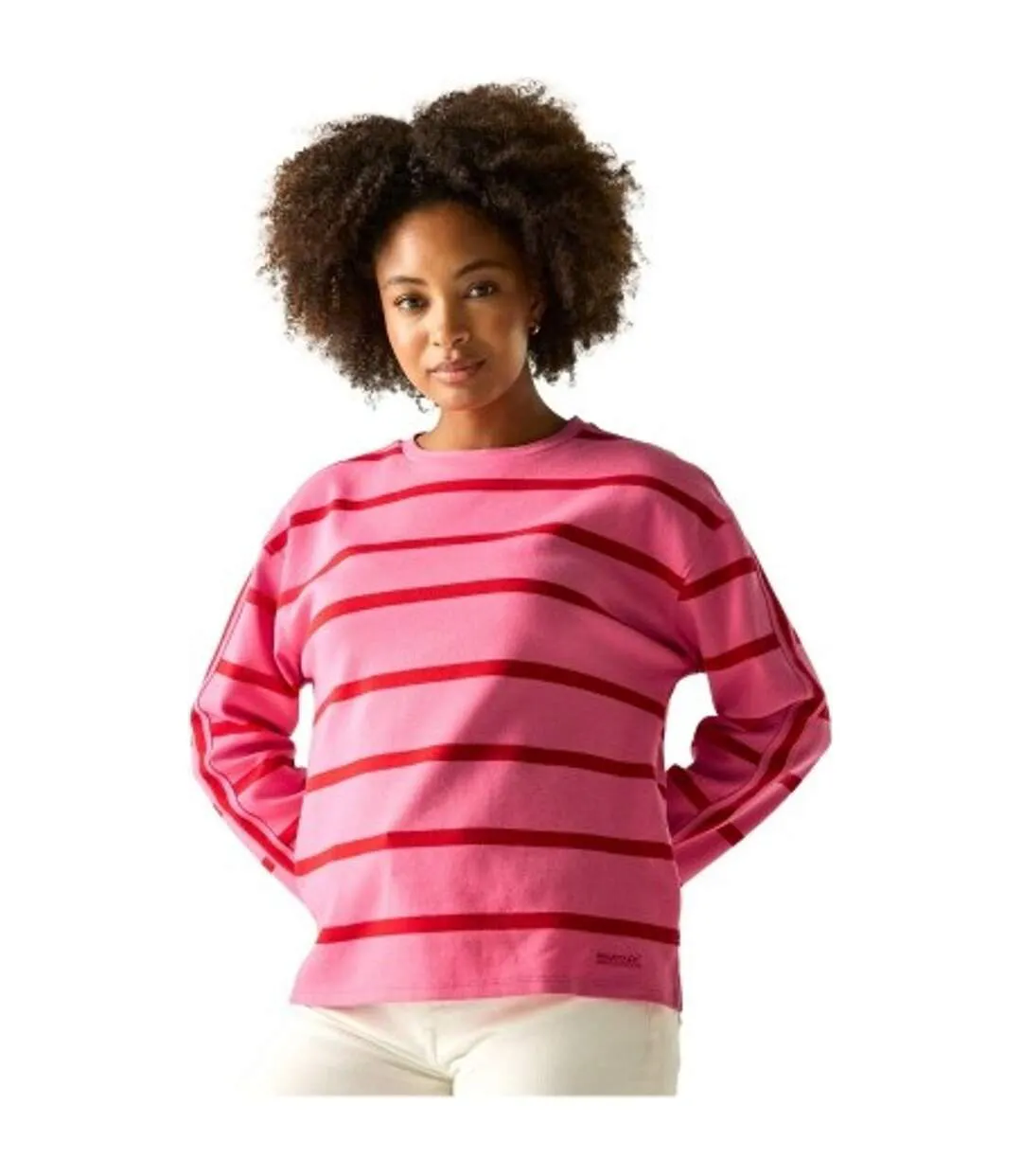 Sweat Motif/style À Rayures Avira Femme Rose Limonade Rouge Regatta-1