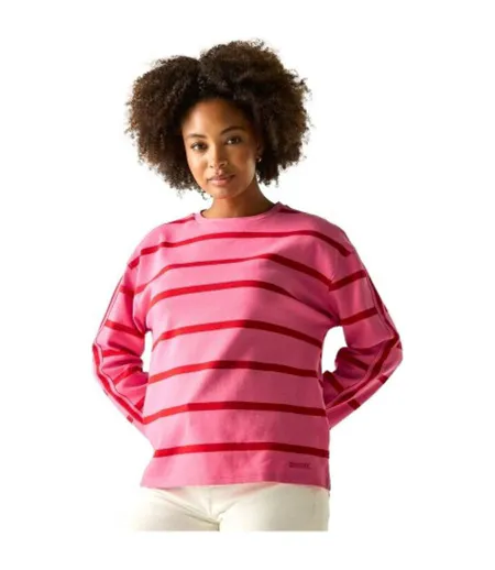 Sweat Motif/style À Rayures Avira Femme Rose Limonade Rouge Regatta
