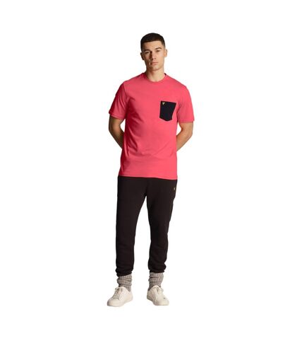 Mens contrast pocket t-shirt electric pink/dark navy Lyle & Scott