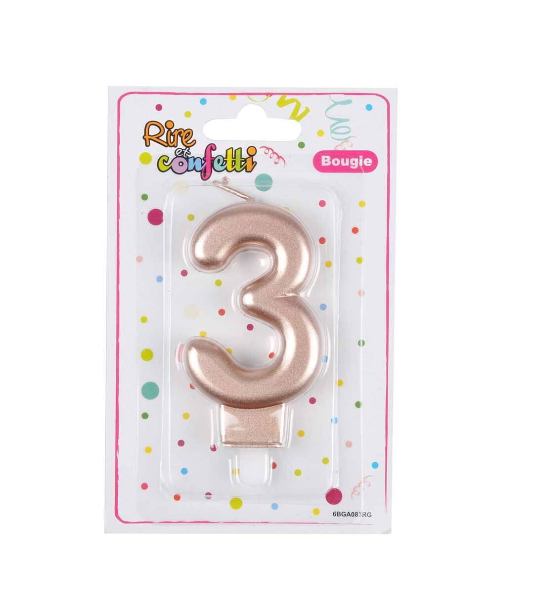 Bougie d'Anniversaire Chiffre 3 7cm Rose Gold-2