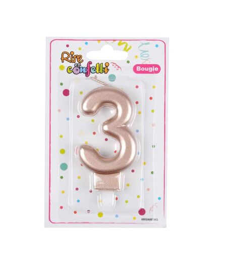 Bougie d'Anniversaire Chiffre 3 7cm Rose Gold