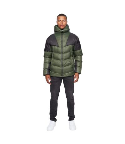 Mens Raymax Contrast Panel Padded Jacket Dark Olive Black Duck And Cover