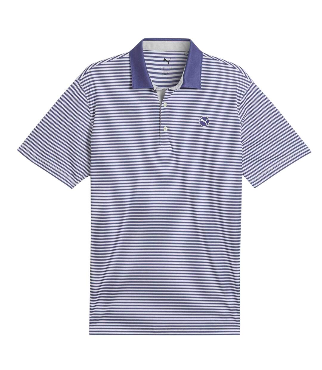 Mens Pure 2.0 Striped Performance Polo Shirt Blue Navy Puma-1
