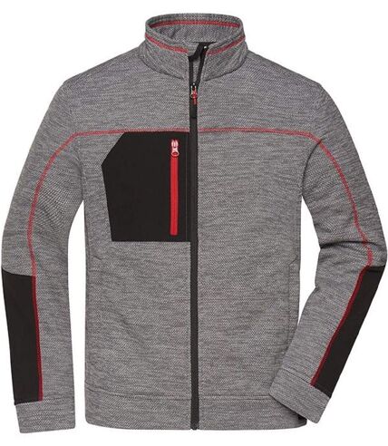 Veste de travail polaire workwear - Homme - JN1818 - gris carbone mélange rouge