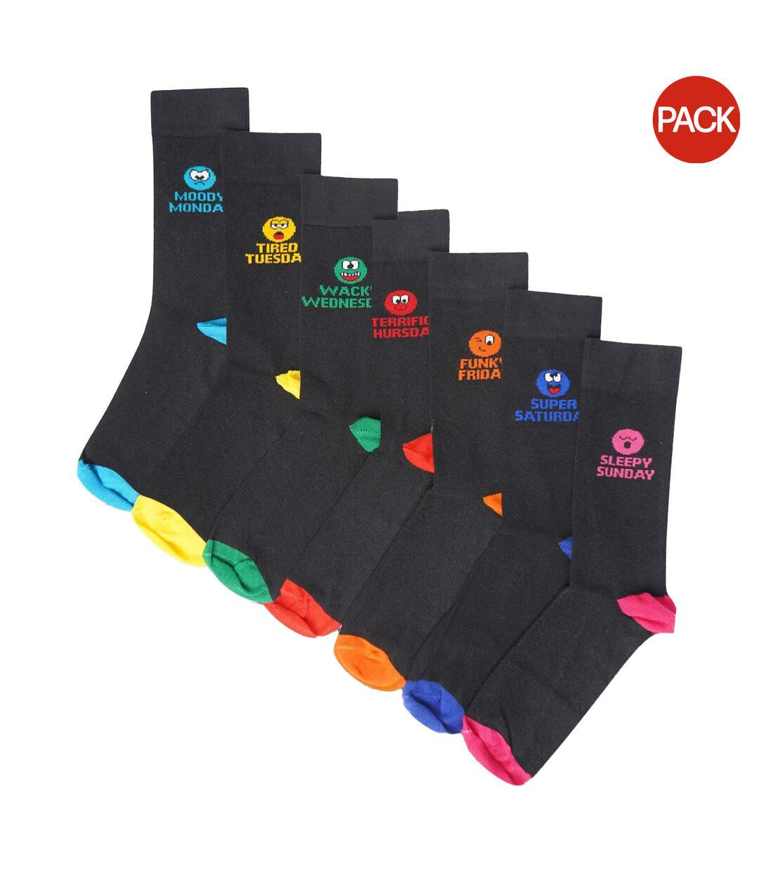 Pack Of 7  Mens Mood Of The Week Socks  Multicoloured Public Dealz-1