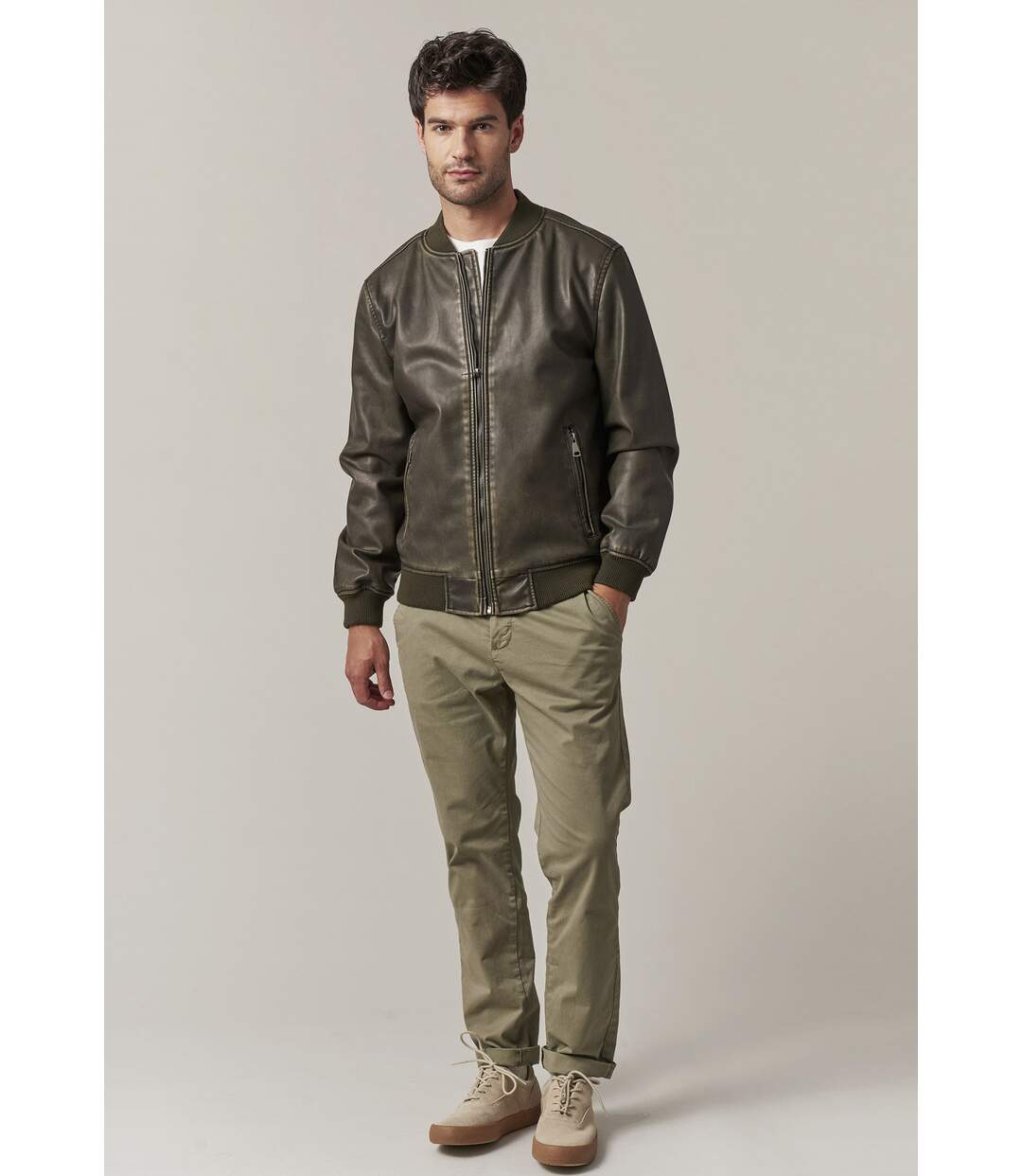 Blouson en simili cuir, au style rock et classique, pour homme GARET