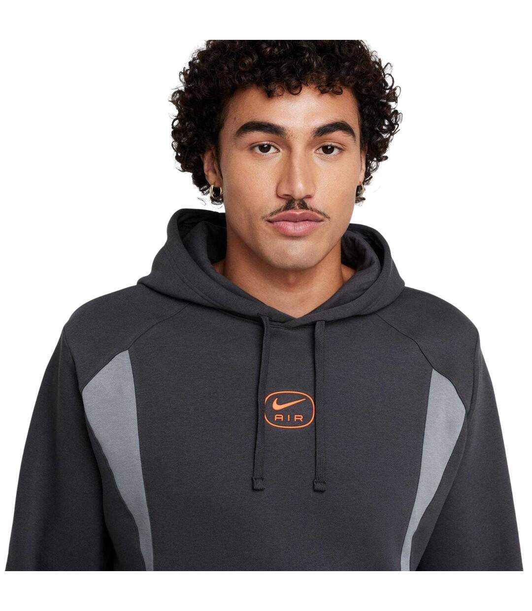 Mens Air Fleece Pullover Hoodie Black Fir White Nike-3