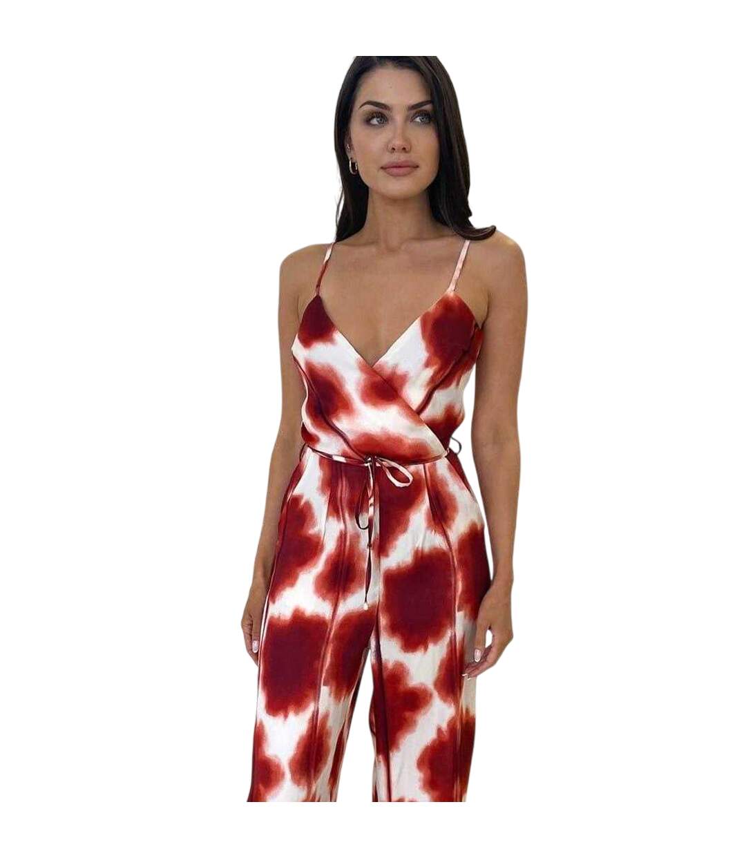 Combinaison Bretelles Fines Motif/style Imprimé Femme Rouge Pastel AX Paris-4