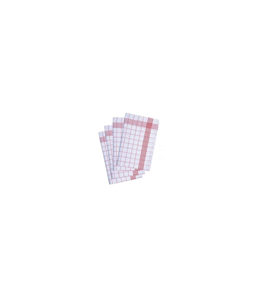 Lot 10 torchons de vaisselle coton - KY076 GT 16-8 - rouge et blanc-1