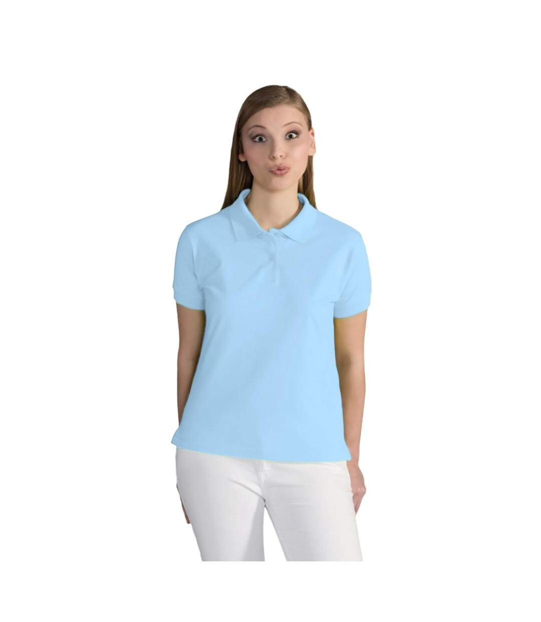 Polo À Manches Courtes  Pour Femme Bleu Ciel SG-1