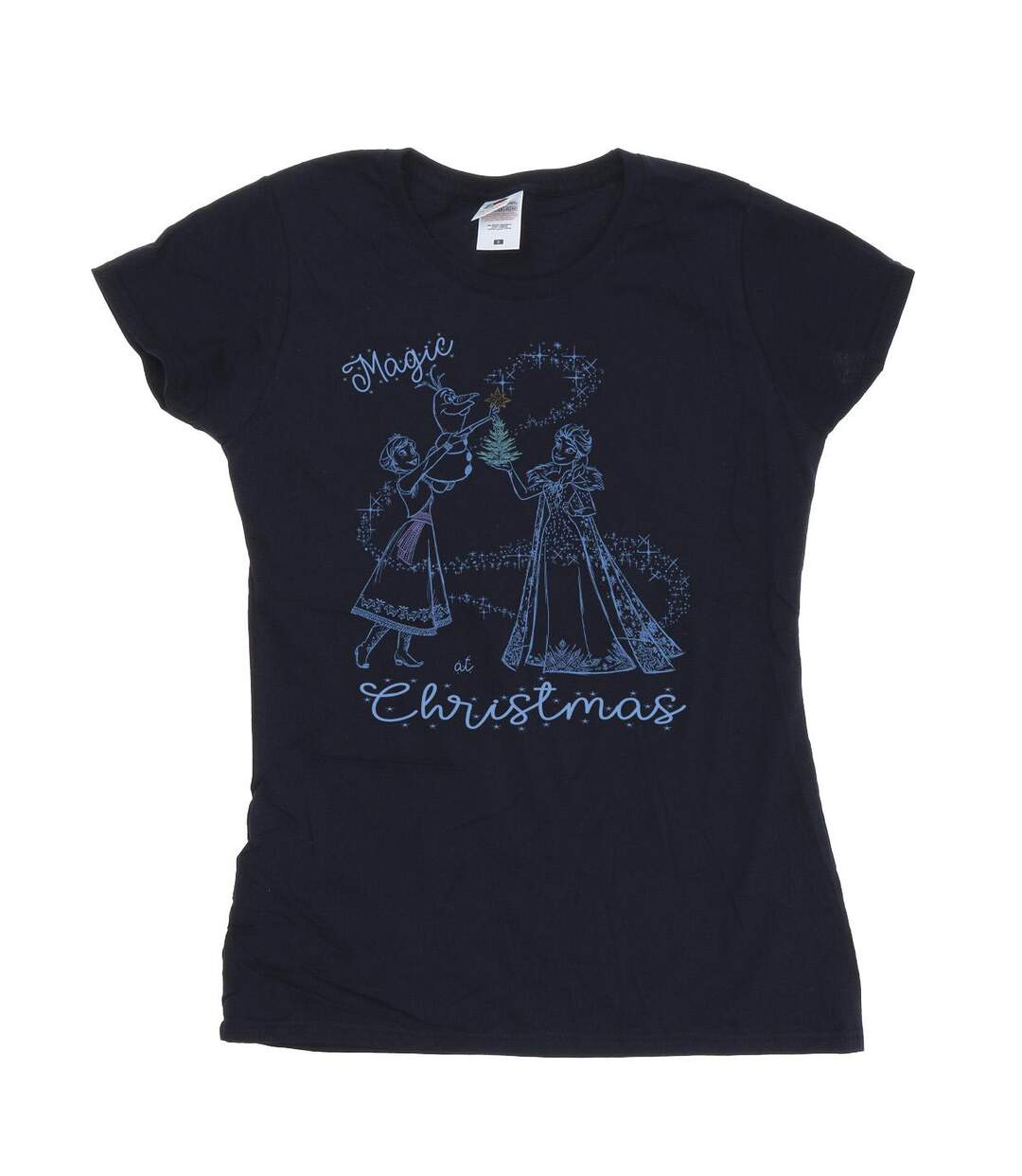 Disney Femme/Les femmes Frozen Magic Christmas Cotton T-Shirt (Bleu marine) - UTBI22075-1
