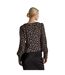 Womens/ladies Ditsy Print Button Front Puff Sleeve Top Black Glamorous-3