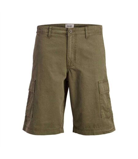 Mens Cotton Blend Tailored Cargo Shorts Olive Night Jack And Jones