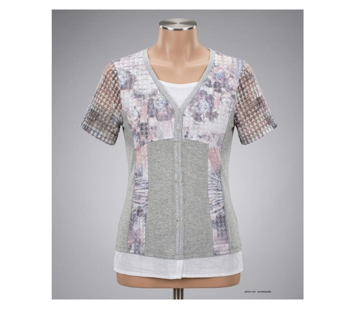 Tee-shirt MAYFLOWER BAG15087A à superposition : l'élégance fantaisie en pur coton-3