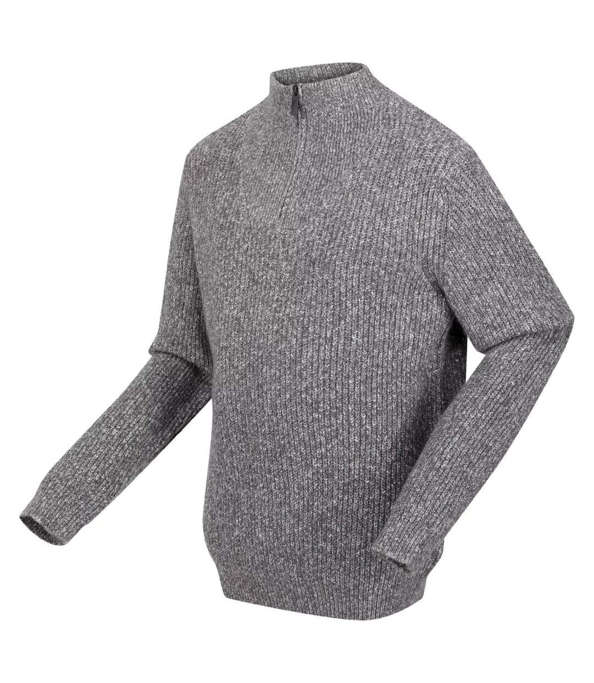 Regatta Mens Kaison Marl Knitted Half Zip Sweater (Dark Grey)