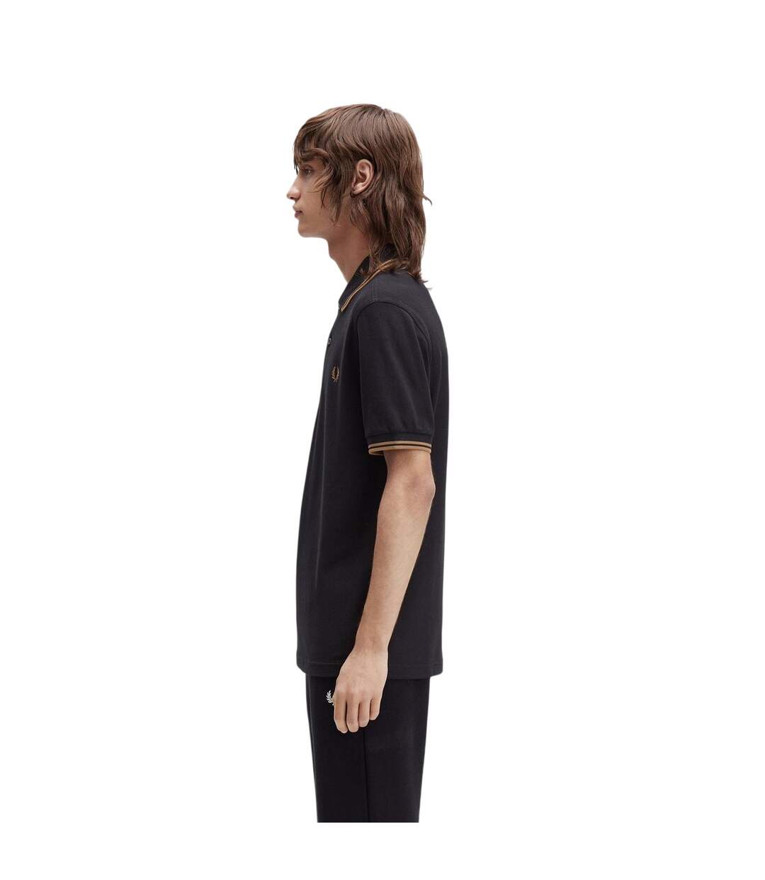 Polo Motif/style Double Pointe Homme Noir Bleu Fred Perry-4