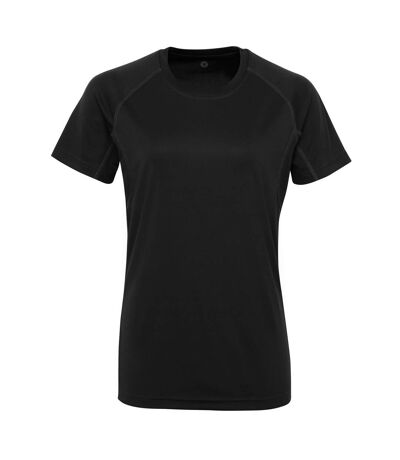 Womens/ladies panelled crew neck t-shirt black Tri Dri