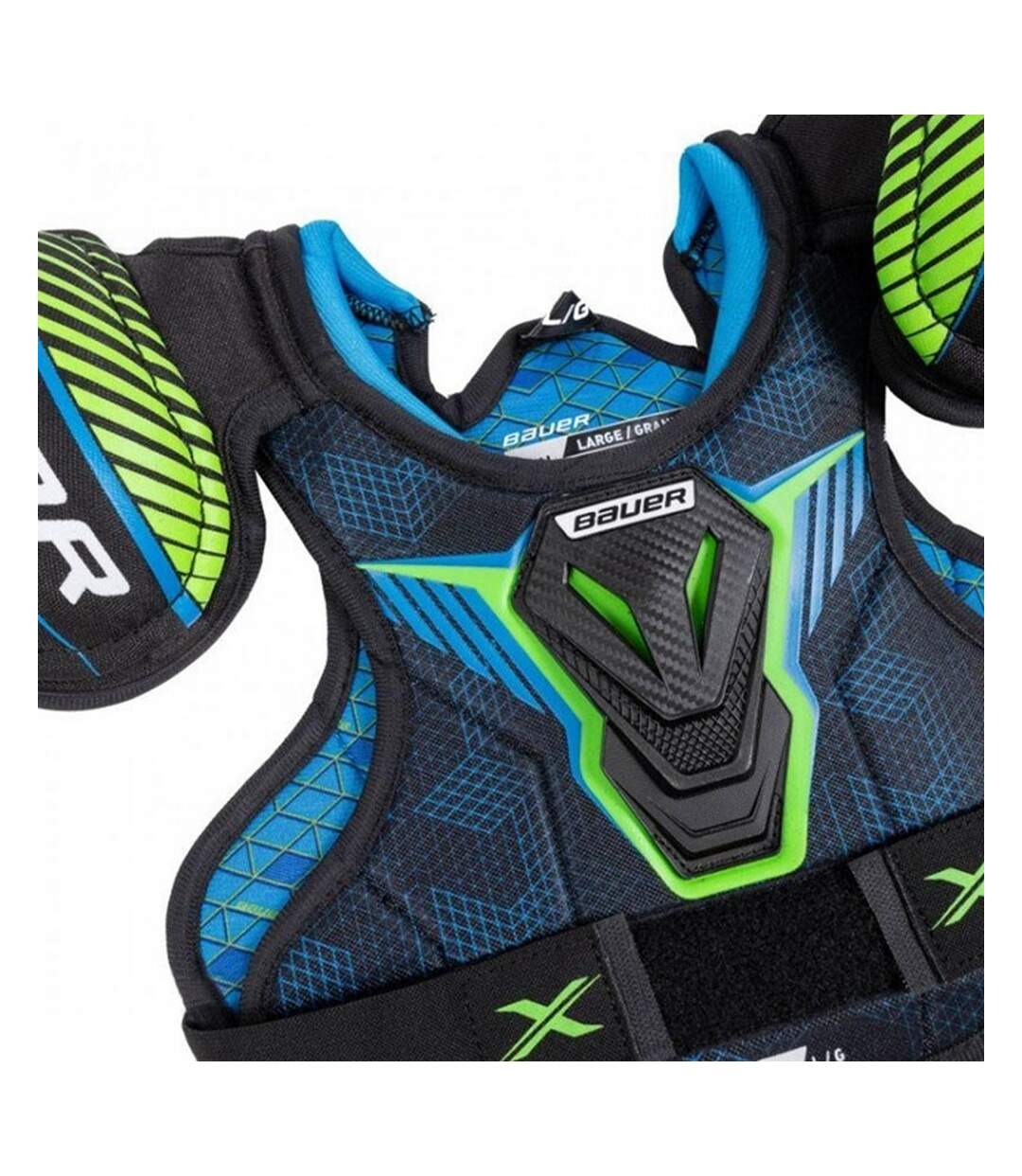 Childrens/kids Ice Hockey Shoulder Pad S Black Blue Green Bauer-4