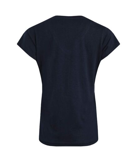 Womens/ladies no rain no flowers slub pocket t-shirt navy Weird Fish