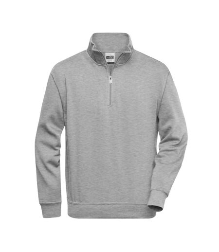 Sweat Workwear Homme Gris Chiné James And Nicholson