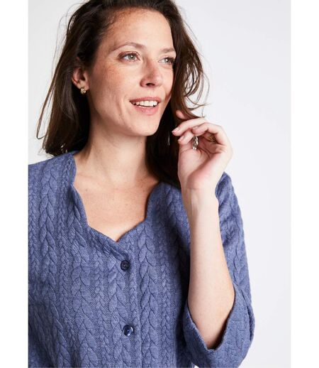 Robe boutonnée mi-longue maille reliefée