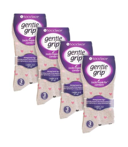 12 Pairs Ladies Cotton Rich Everyday Socks Gentle Grip Soft Top Comfort Socks