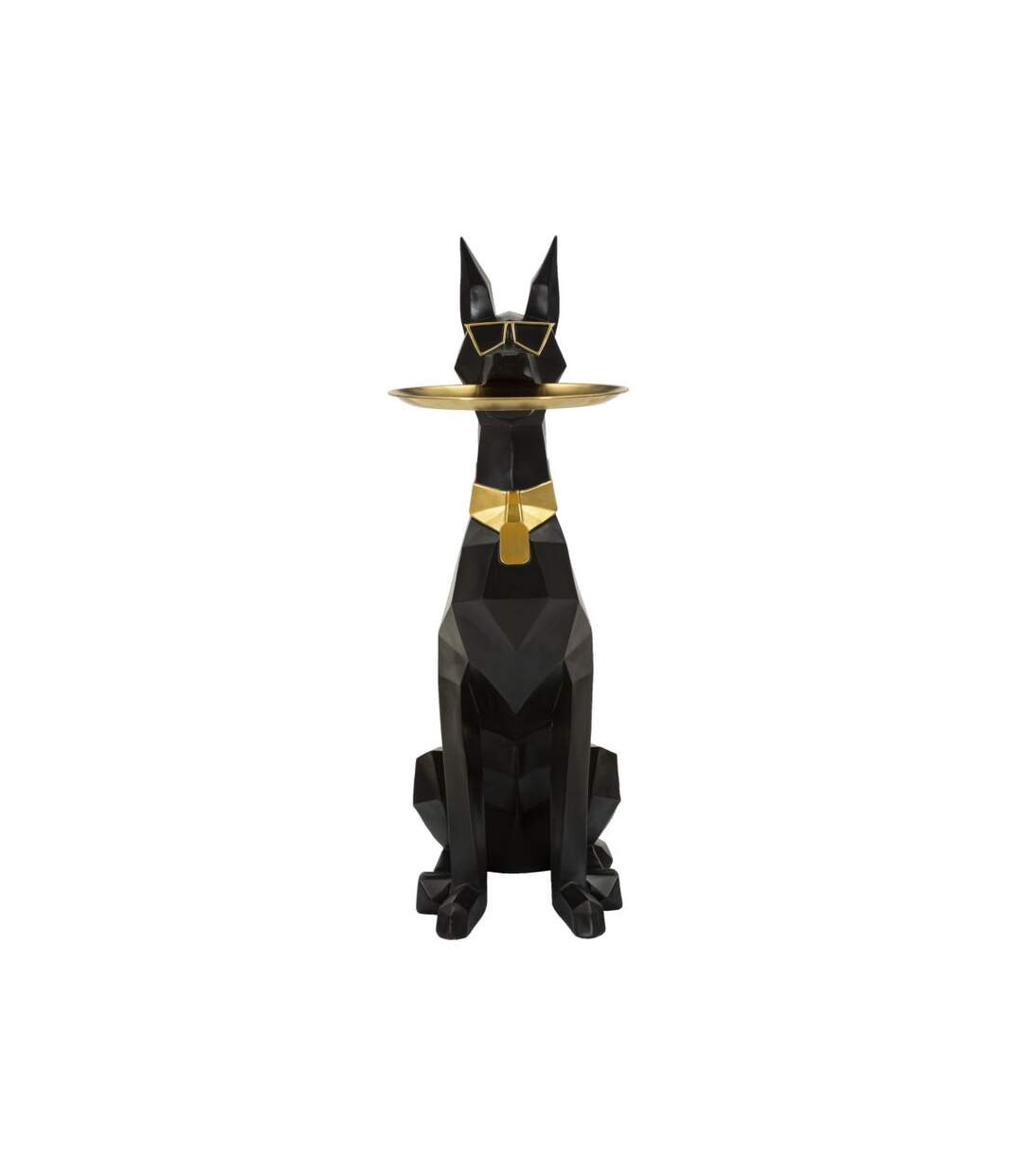 Vide-Poche Statue Chien Origami 91cm Noir-3