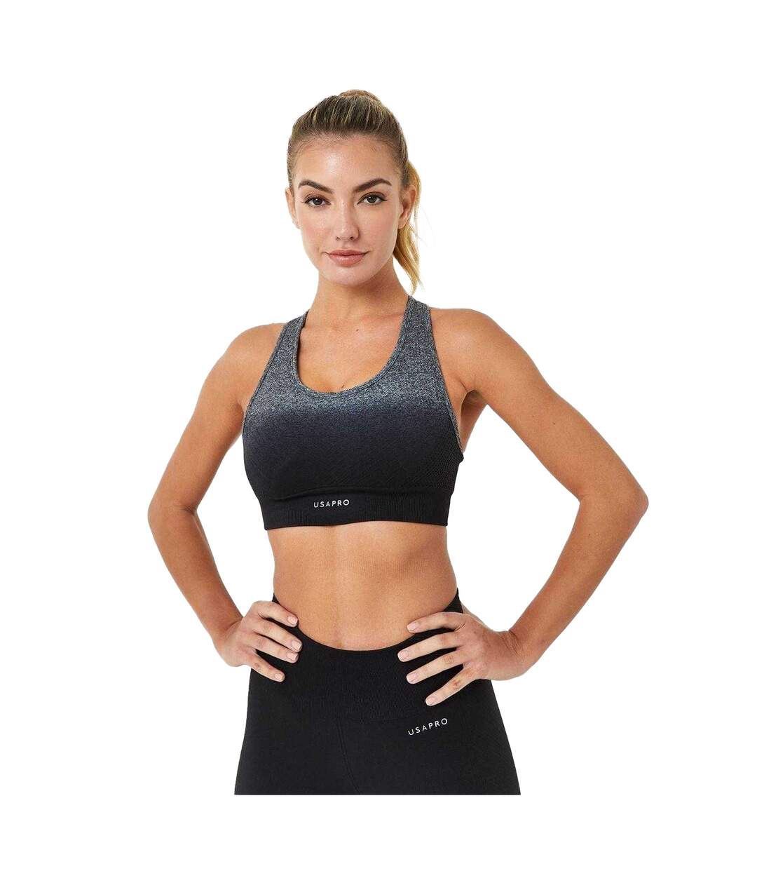 Brassière De Sport Motif/style Ombré Femme Noir Gris USA Pro-2